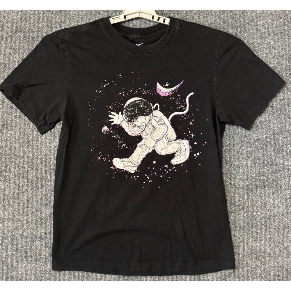 Nike Air Astronaut Graphic T Shirt Mens Size Small Black Cosmic Print Tee