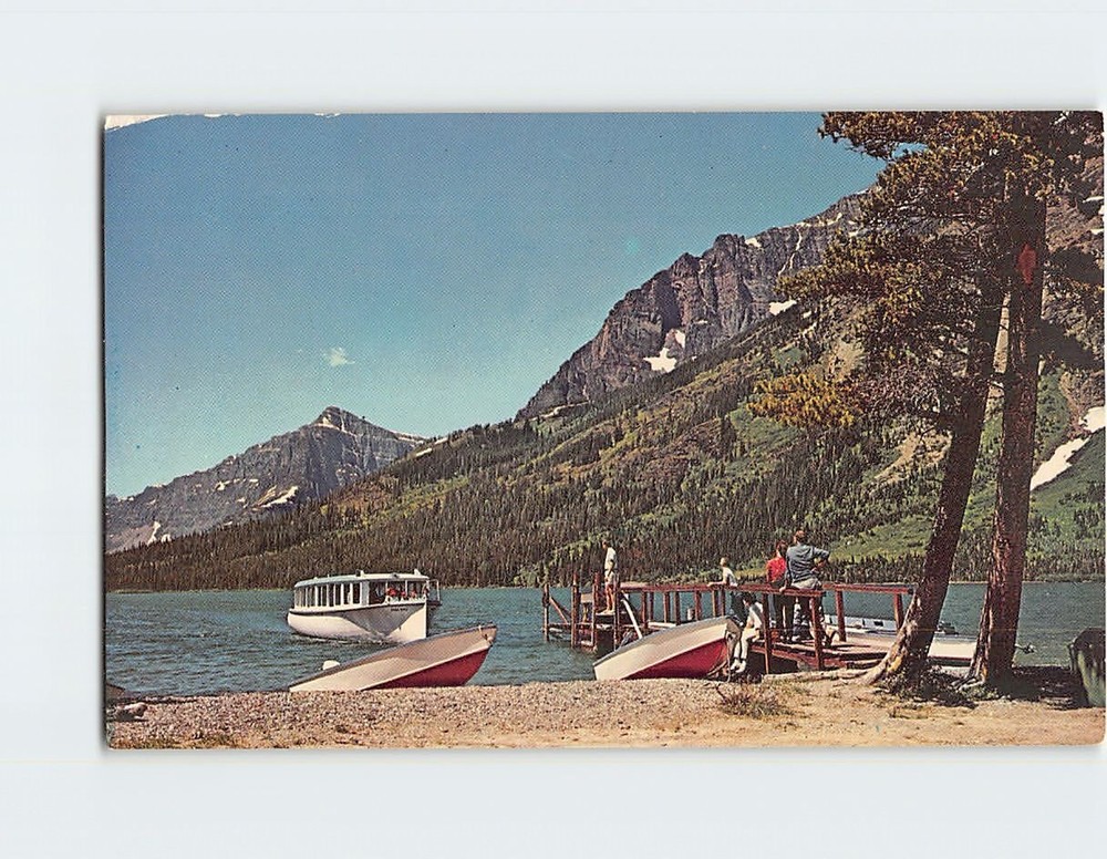 Postcard Two Medicine Lake Boat Launch Glacier National Park Montana USA