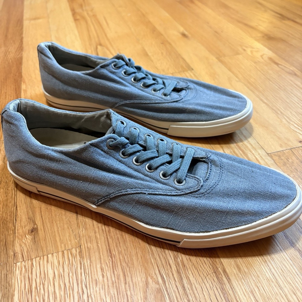 SeaVees Hermosa Plimsoll Shoes Mens 11.5 Blue Linen Casual Sneakers Vintage Wash
