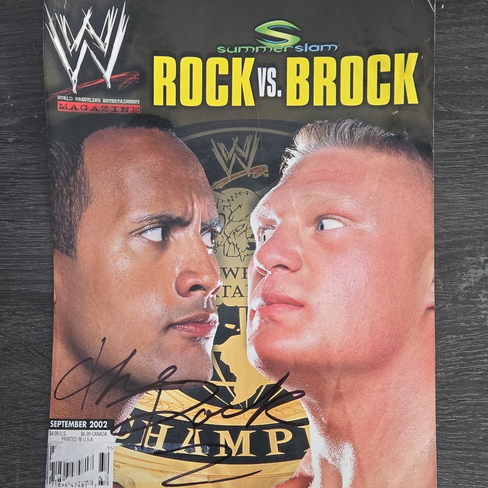 WWE Magazine Signed Illustrated Rock vs. Brock September 2002 Wrestling Issue