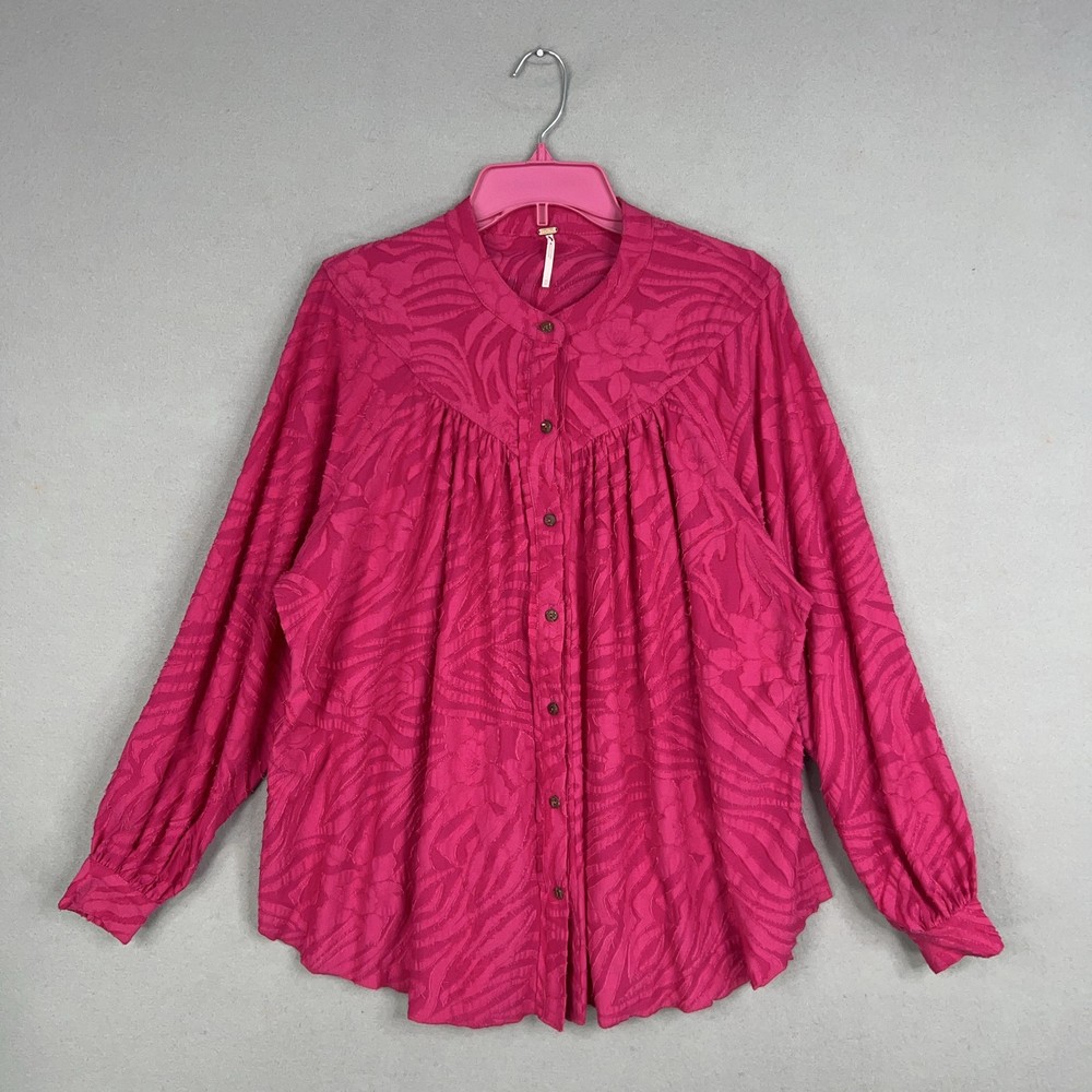 Free People Womens XS Pink Boho Flowy Oversized Cant Stop Dreaming Tunic Top
