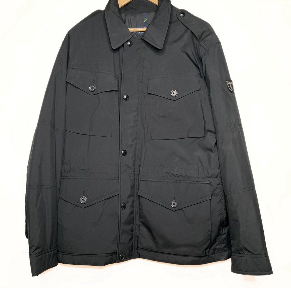 Polo Ralph Lauren Black Oxford Field Jacket Men SZ L Collegiate Military Utility