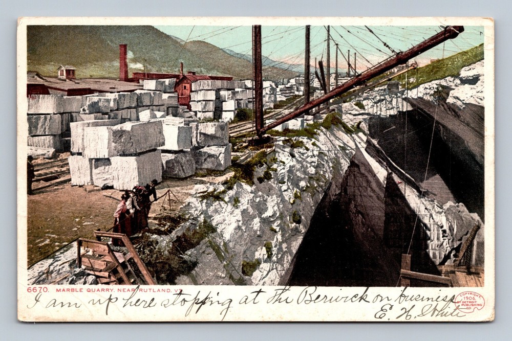Vintage 1906 Marble Quarry Near Rutland VT Postcard by Detroit Pub