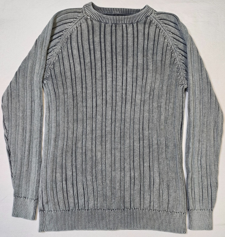 Vintage Sonoma Pullover Sweater Mens L Green Knitted Ribbed Crew Neck Preppy Y2K