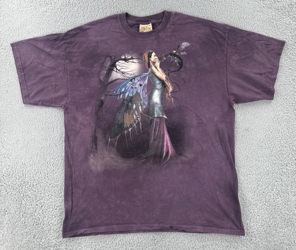 Vintage The Mountain Adult XL Purple Tie Dye Fairy Dragon Graphic Print Y2K Tee