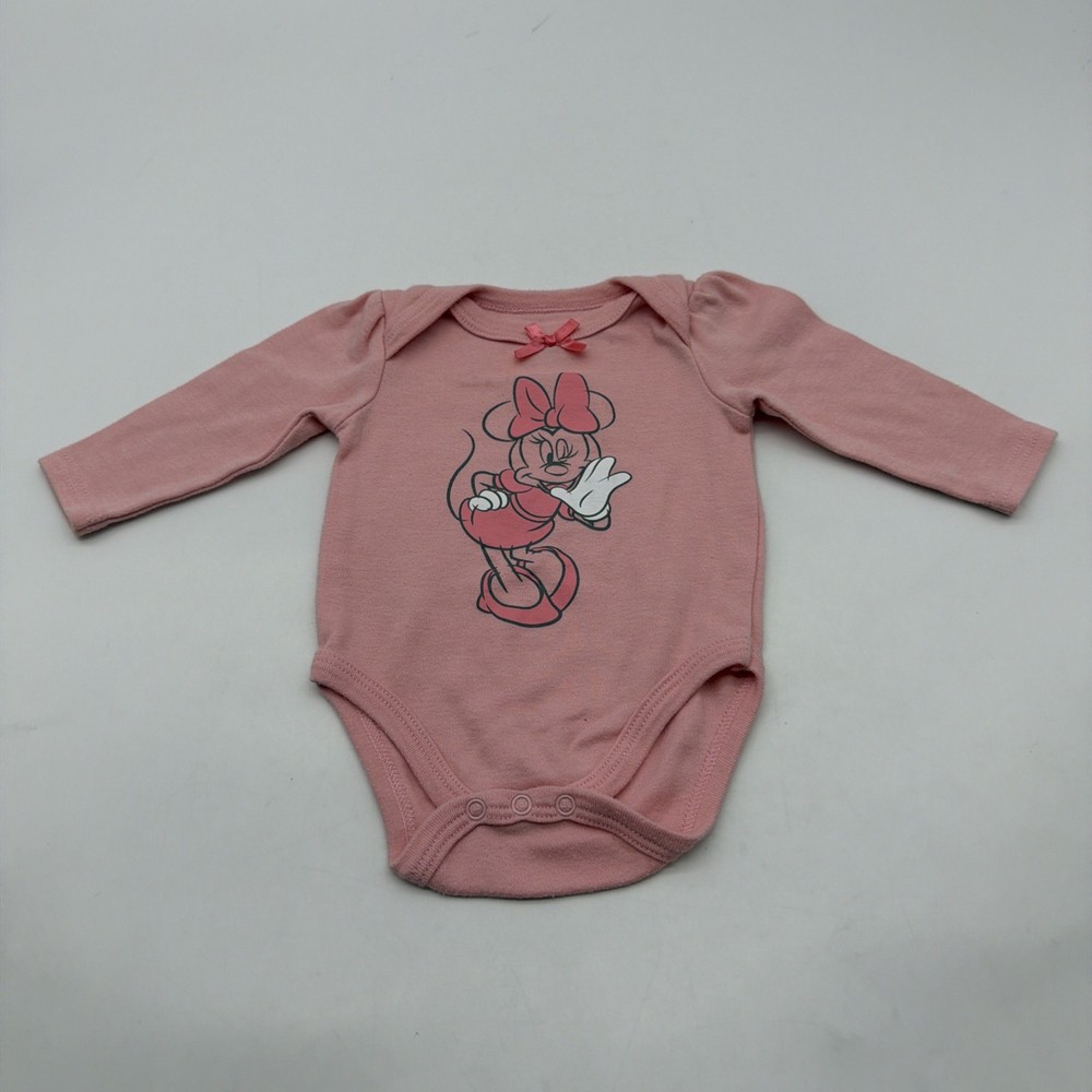 Disney Baby One Piece Size 0-3M Pink Graphic Print Logo .#37924