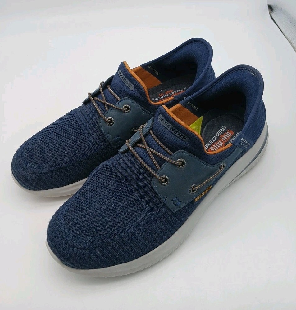 Skechers Slip Ins Wide Fit SneakerMen's Size10Navy BlueAir Cooled 210606W Memory