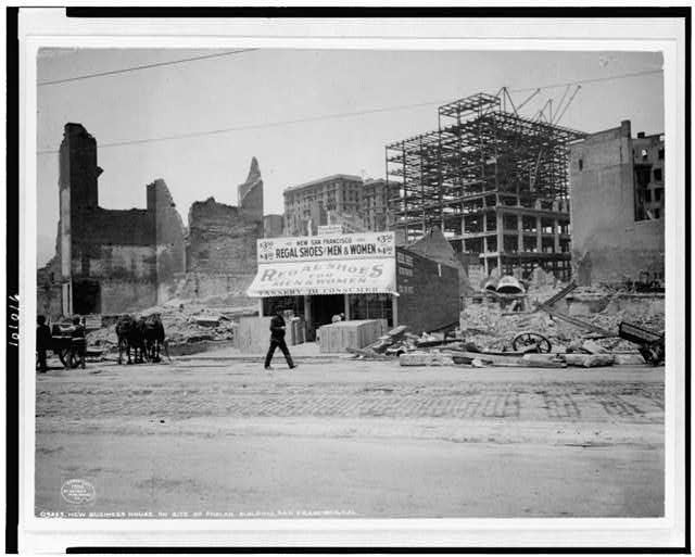 San Francisco CA 1906 New Shoe Store Phelan Building Earthquake Ruins