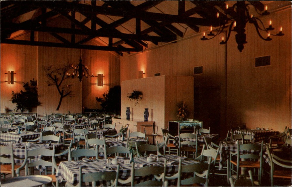 Dining Room Peaks of Otter Lodge Bedford Virginia vintage postcard I896
