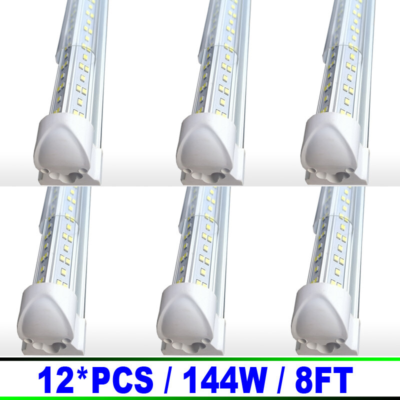 12/Pack 8Ft LED Tube Light 8 Foot 144W LED Shop Garage Warehouse Light Fixture