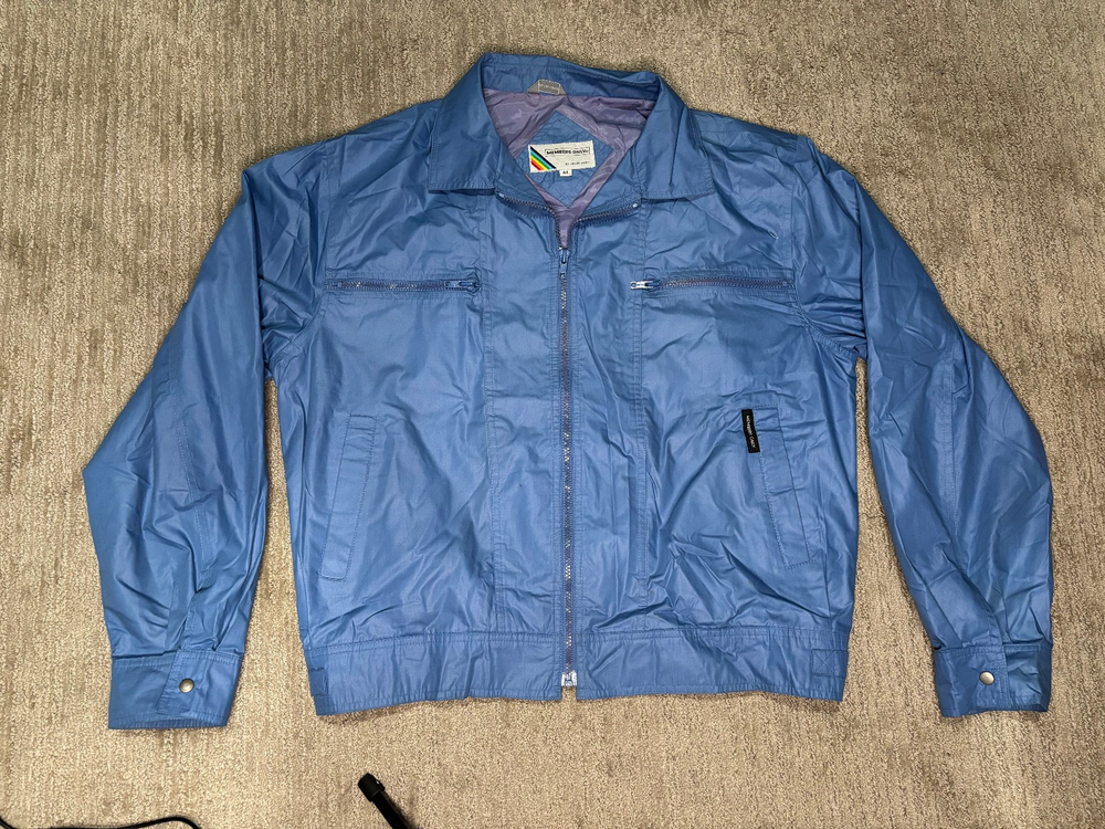 Members Only Mens Jacket Large L 44 Blue Cotton Full Zip Collared Adjustable
