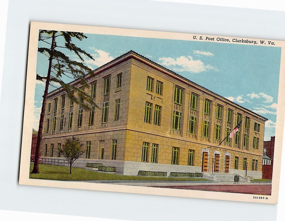 Postcard US Post Office Clarksburg West Virginia USA