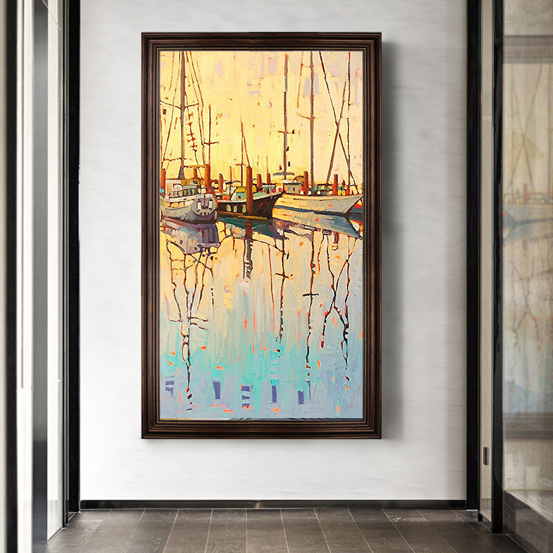 Nordic Sailing hand-painted Oil Painting The Living Room Decorative Murals