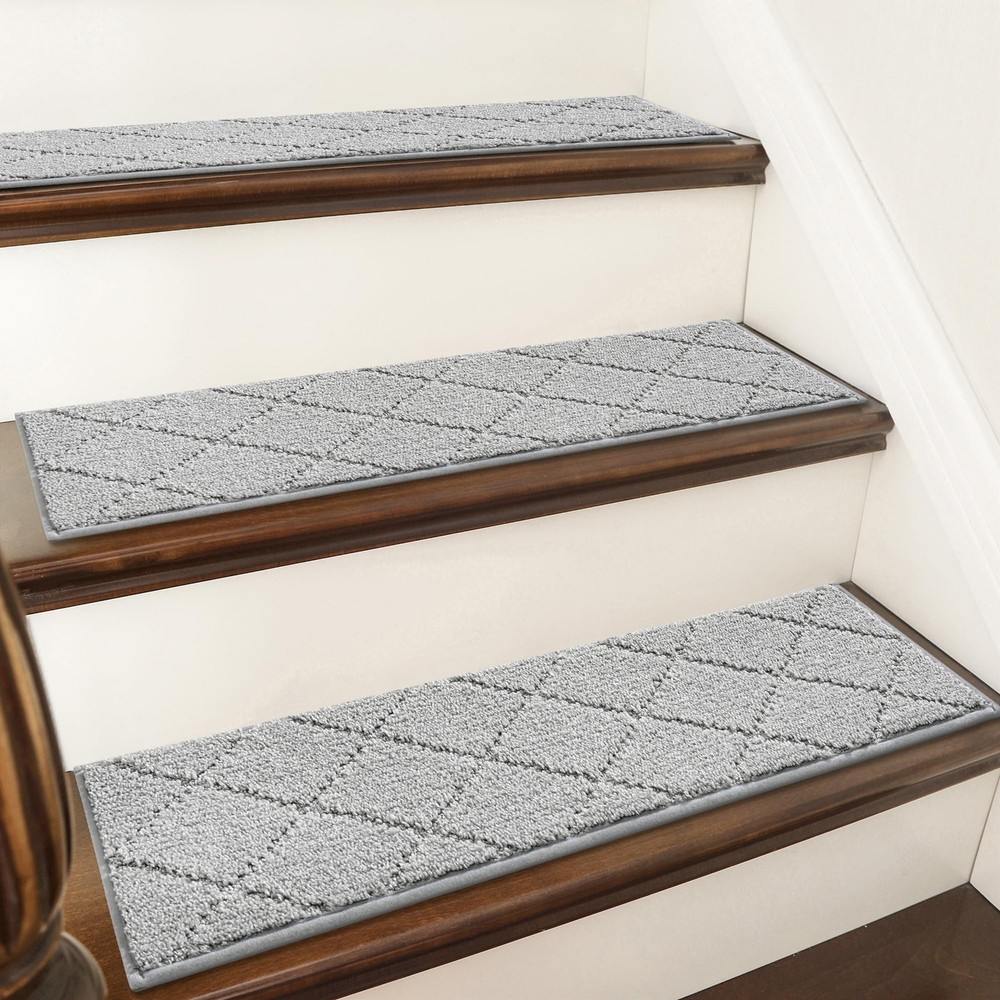 COSY HOMEER Edging Stair Treads Non-Slip 28 x 9 inches (4 pieces), Grey