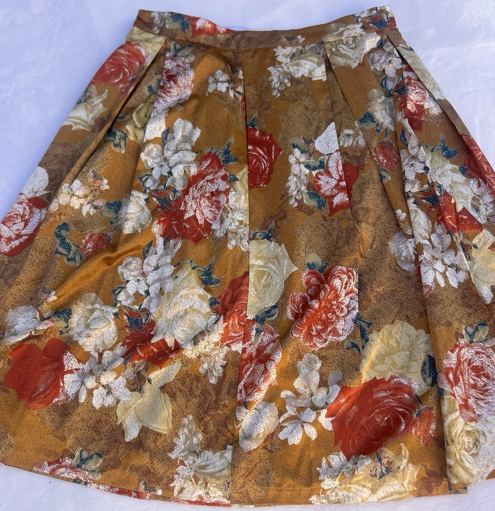 Tahari Skirt Womens Size 12 Floral Print Inverted Pleat Lined Graphic Peony