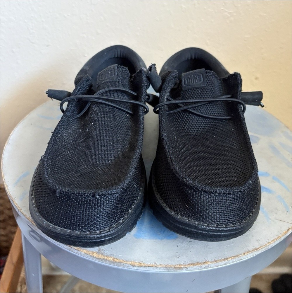 Hey Dude Men's Black Canvas Slip-On Casual Shoes, Lace Up, Round Toe