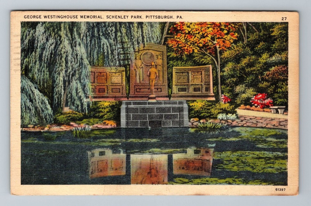Pittsburgh PA-Pennsylvania, Westinghouse Memorial, Vintage c1945 Postcard