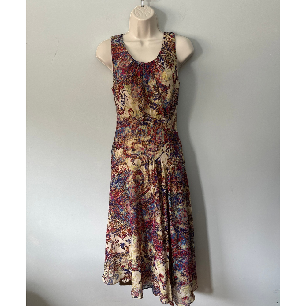Evan Picone Dress Womens 8 Abstract Paisley Asymmetric Forest Fairy Y2K Grunge-image