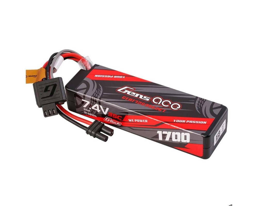 Gens Ace 1700mAh 2S 35C 7.4V GTech Hardcase Lipo Battery w/  IC2 Plug ARRMA GROM-image