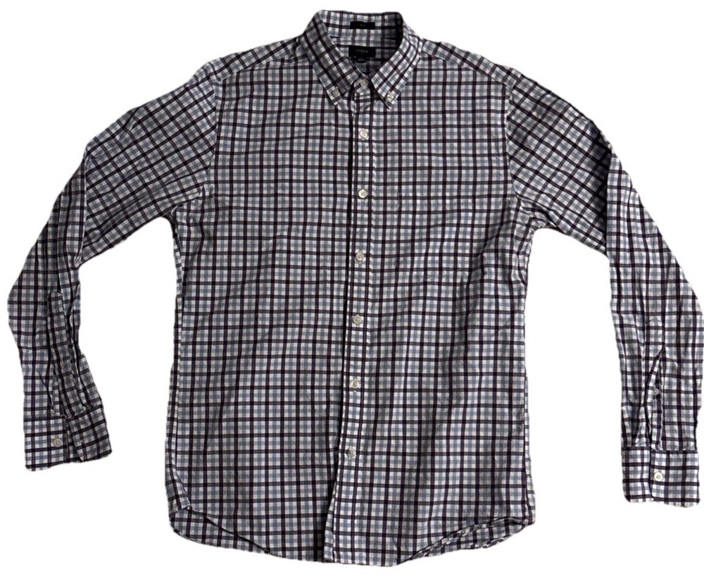 J.Crew Shirt Mens Medium Slim Fit Button Down Purple Gingham Check Cotton
