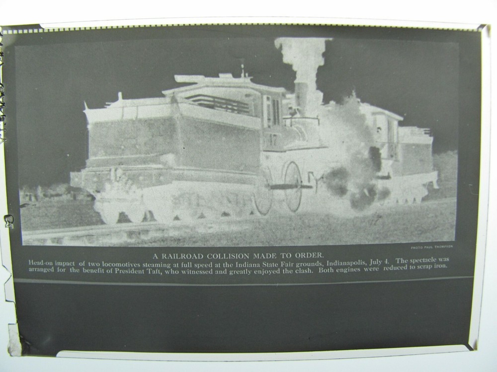 Photo Copy Negative Indiana State Fair 2 Railroad Locomotive Wreck  Indianapolis
