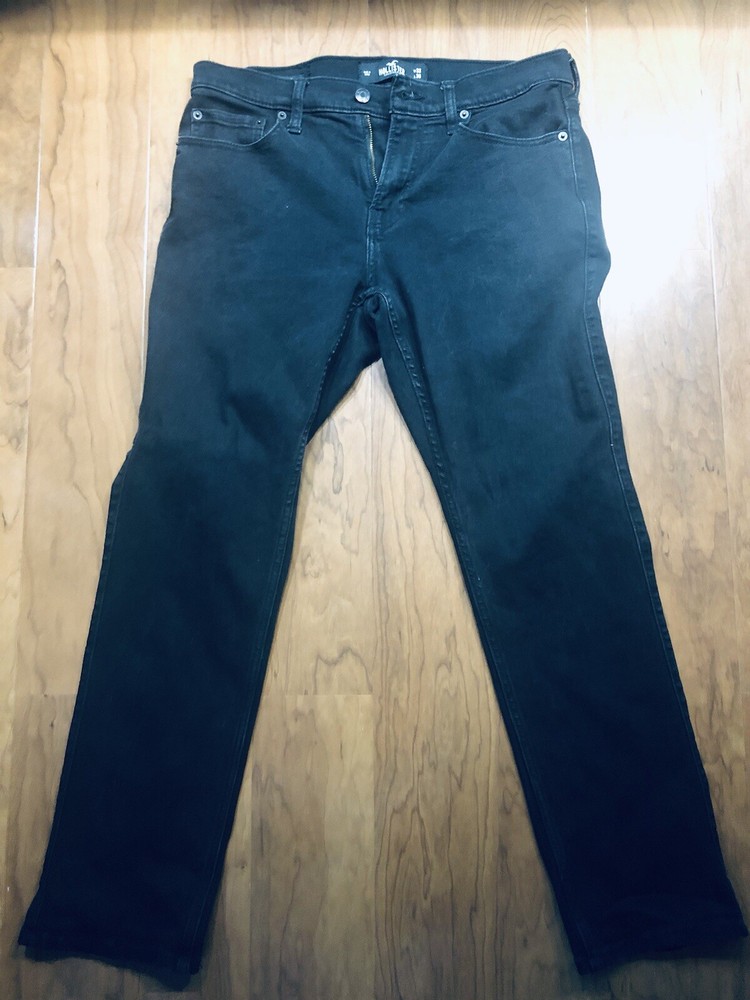 Hollister Jeans Mens 32x30 Black Denim Slim Straight Advanced Stretch
