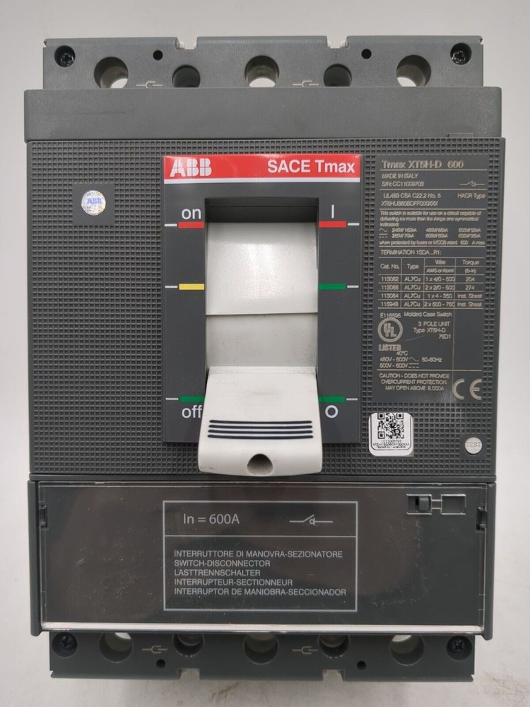 ABB SACE Tmax XT5H-D 600 Circuit Breaker 600A 3P 600V   600A 3 Pole XT5HD New