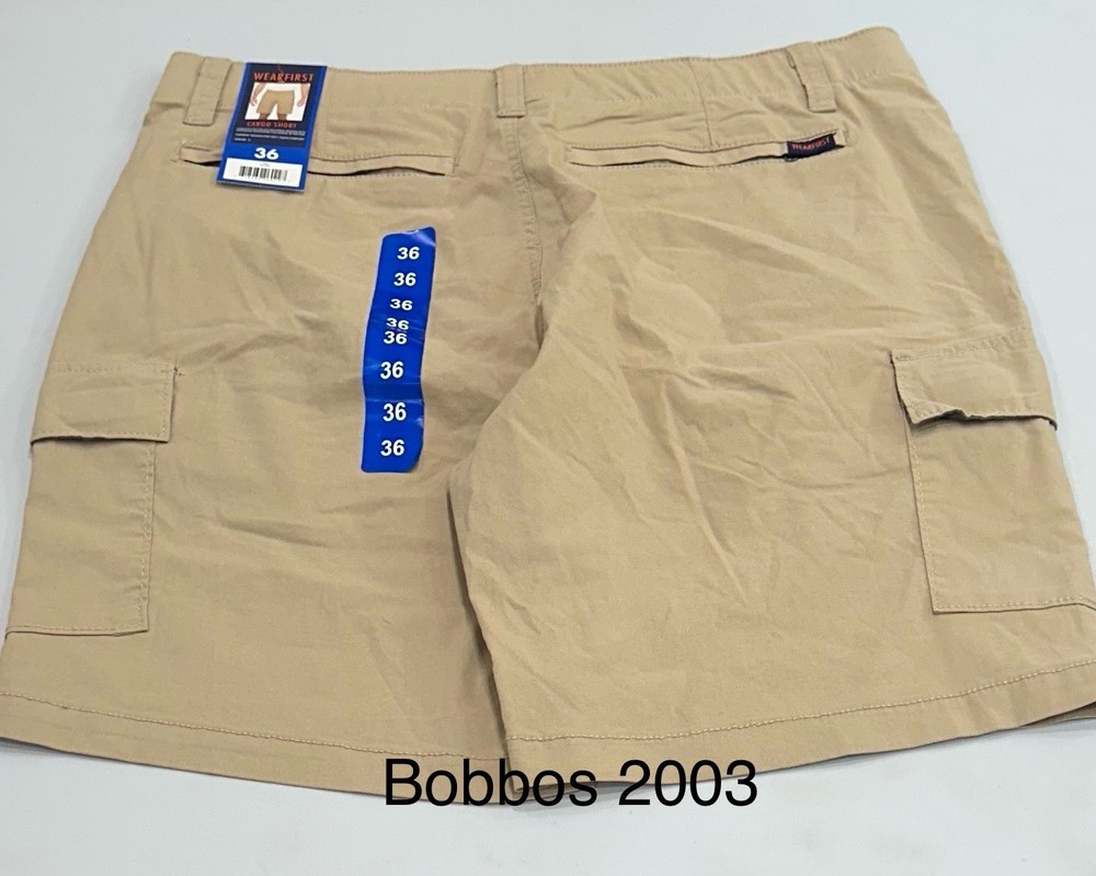 Wearfirst Men's Classic Fit Stretch Fabric Lightweight Cargo Shorts, Tan, 36