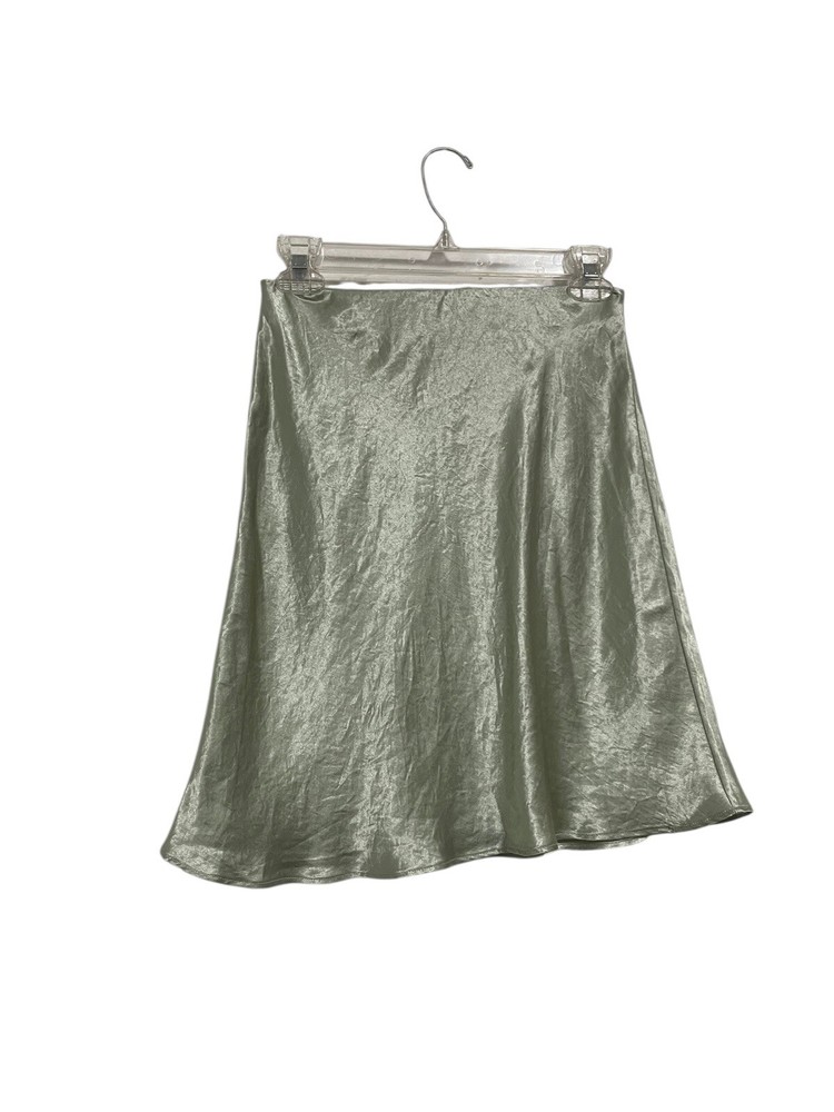 Aritzia Babaton Metallic Sage Green Mini Pull On Slip Skirt Size 4
