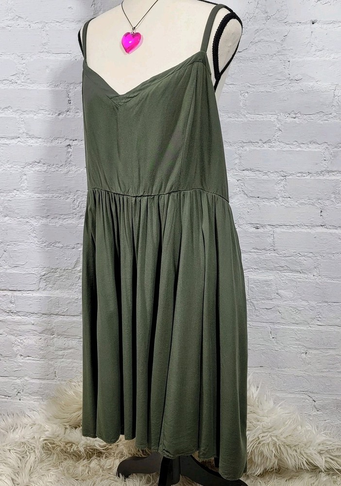 Torrid Dress Women 4X Olive Green Mini Challis Skater High-Low Flowy Boho