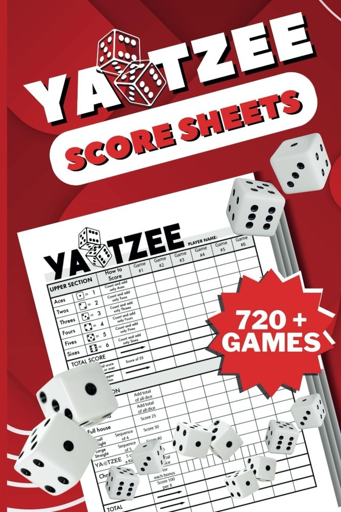 Score Pads for Yahtzee : Large Print 6X9 Yahtzee Score Sheets 720+ Games for Sco
