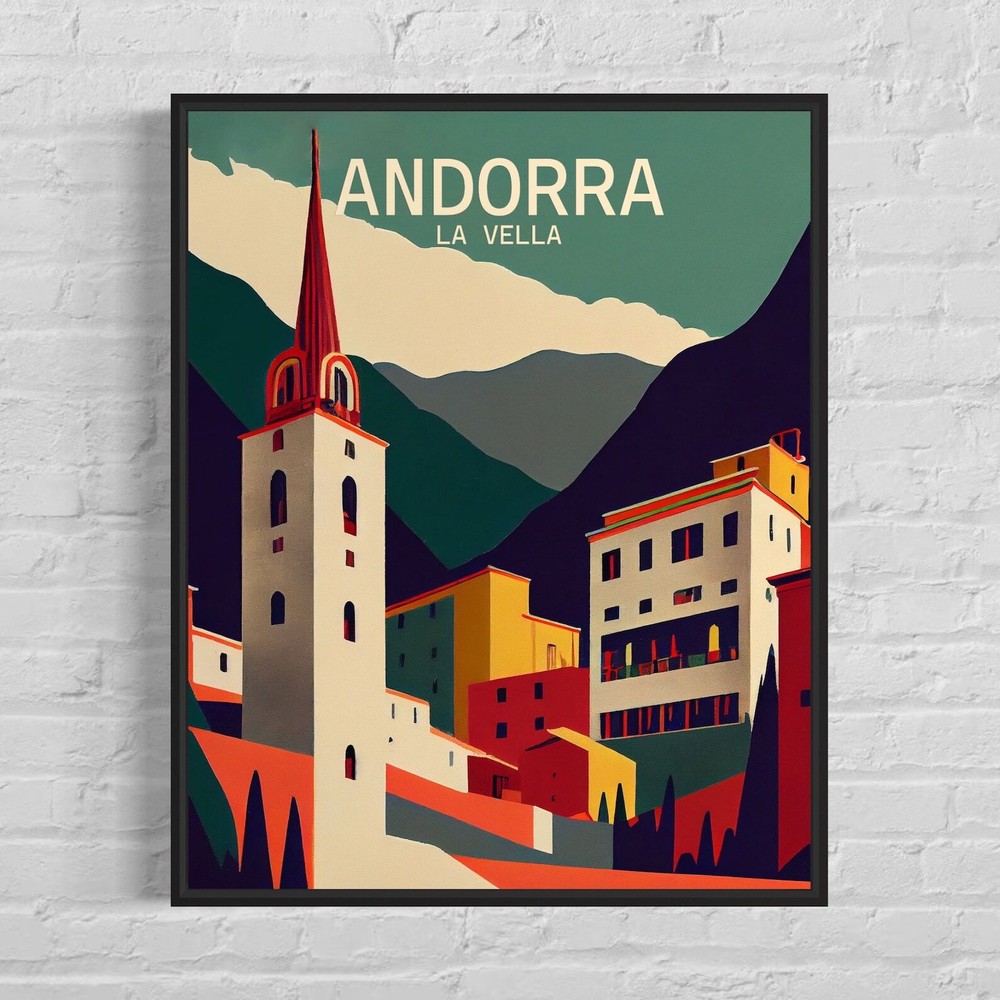 Andorra La Vella Retro Art Print Andorra La Vella Wall Art Illustration Andorra