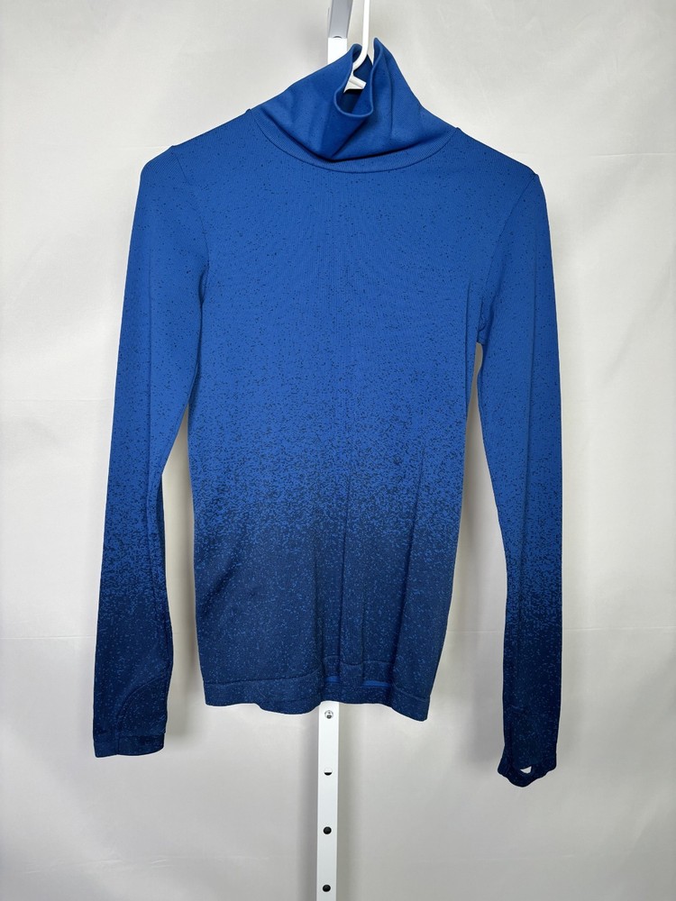 ATHLETA Flurry Baselayer Ombre Gradient Turtleneck Top Long Sleeve Blue Size S