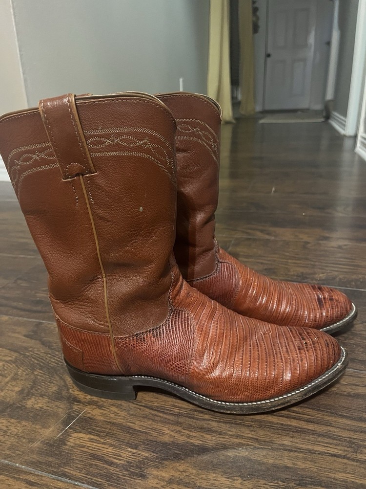Justin Iguana Lizard Western Boot 3113 Peanut Brittle Men's 8.5 EE