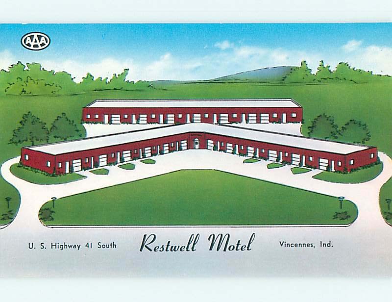 Unused Pre-1980 RESTWELL MOTEL Vincennes Indiana IN u1878