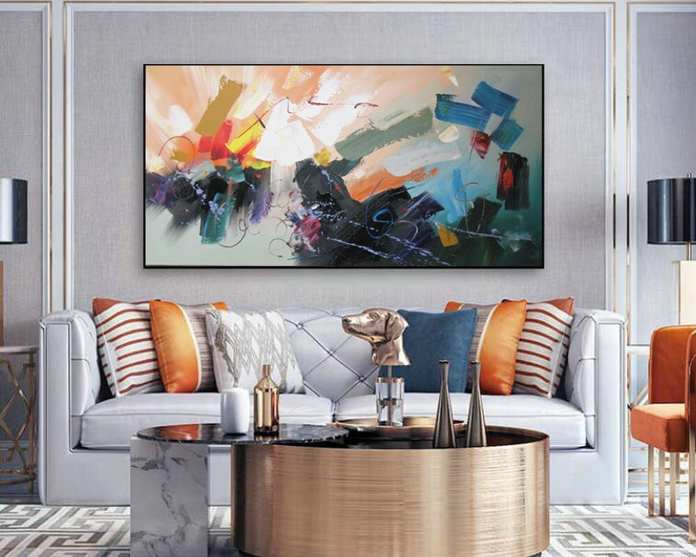 Handpainted Colourful Abstract Oil Painting On Canvas Wall Art Modern Home Decor