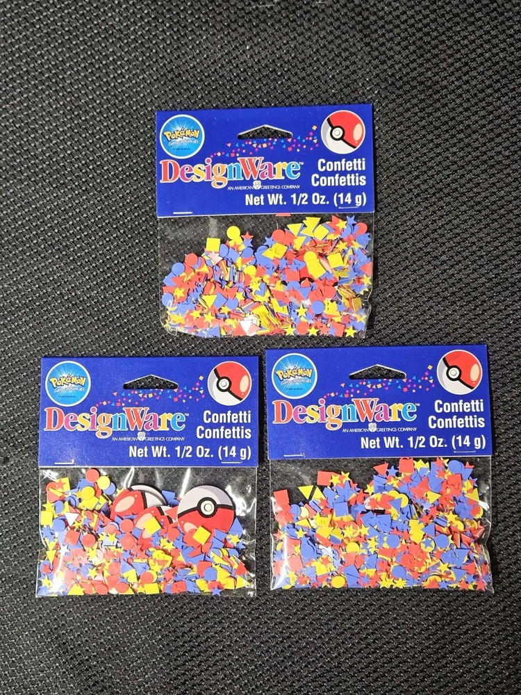 Vintage 1999 Pokémon DesignWare Confetti Lot 3 Packs