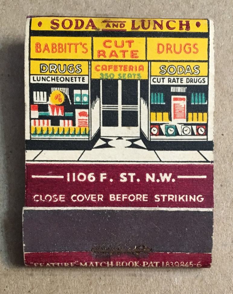 Babbitt's Cafeteria - Washington, Dc - Lion 15 'Feature' Full Match Book - Nice!