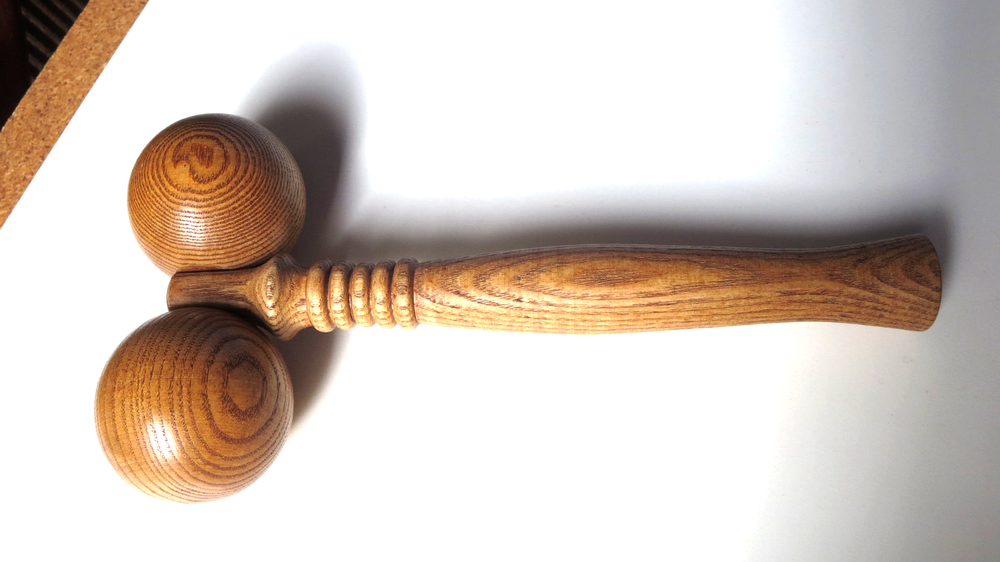 Solid Oak Body Roller Massager with 8 inch ergonomic handle