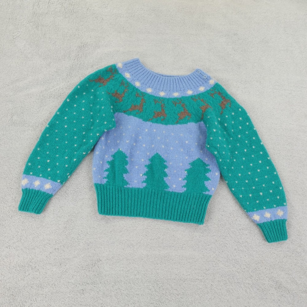Vintage Eagles Eye Sweater Womens Small Hand Knit Christmas Wool Jumper Nordic