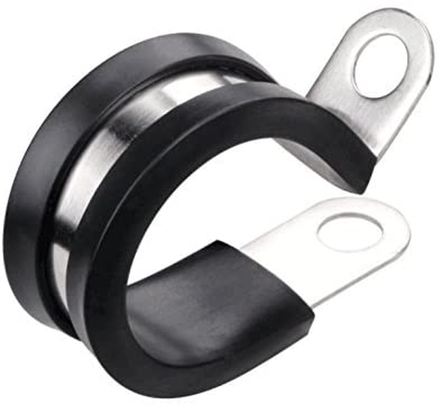 LOKMAN 20 Pack 3/8 Inch Stainless Steel Cable Clamp, Rubber Cushioned Insulated