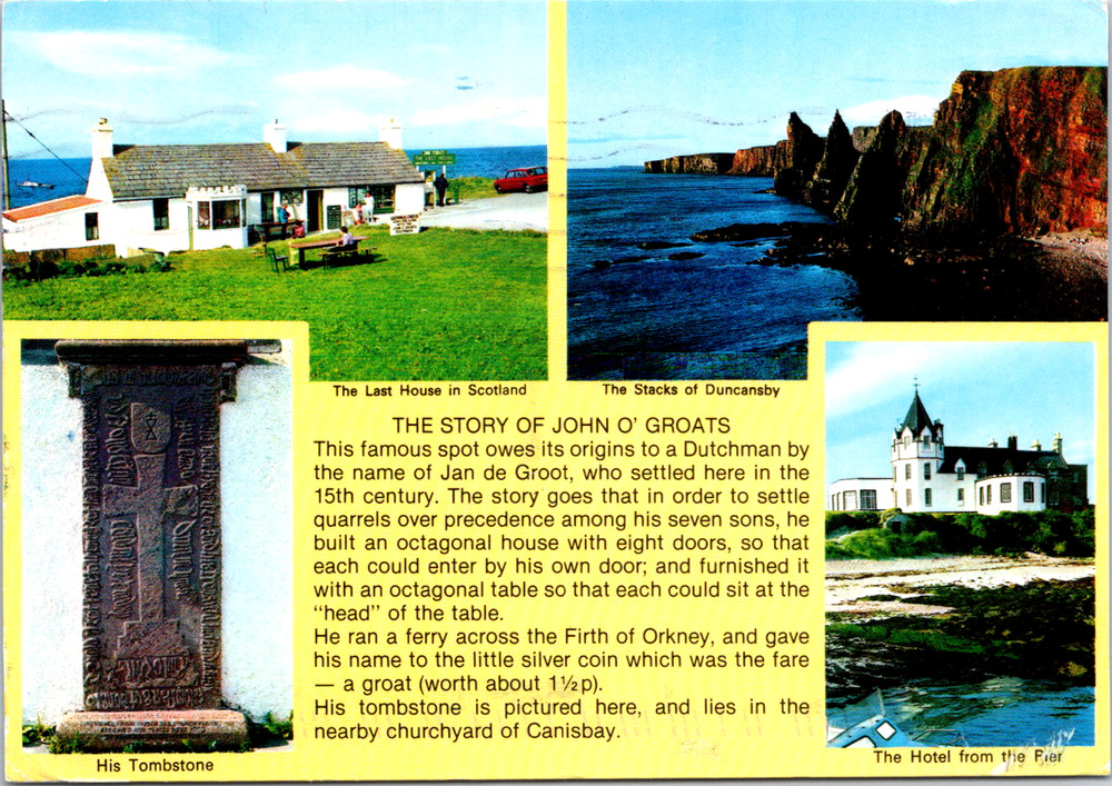 Vintage Postcard John O'Groats Scotland Last House Stacks Duncansby