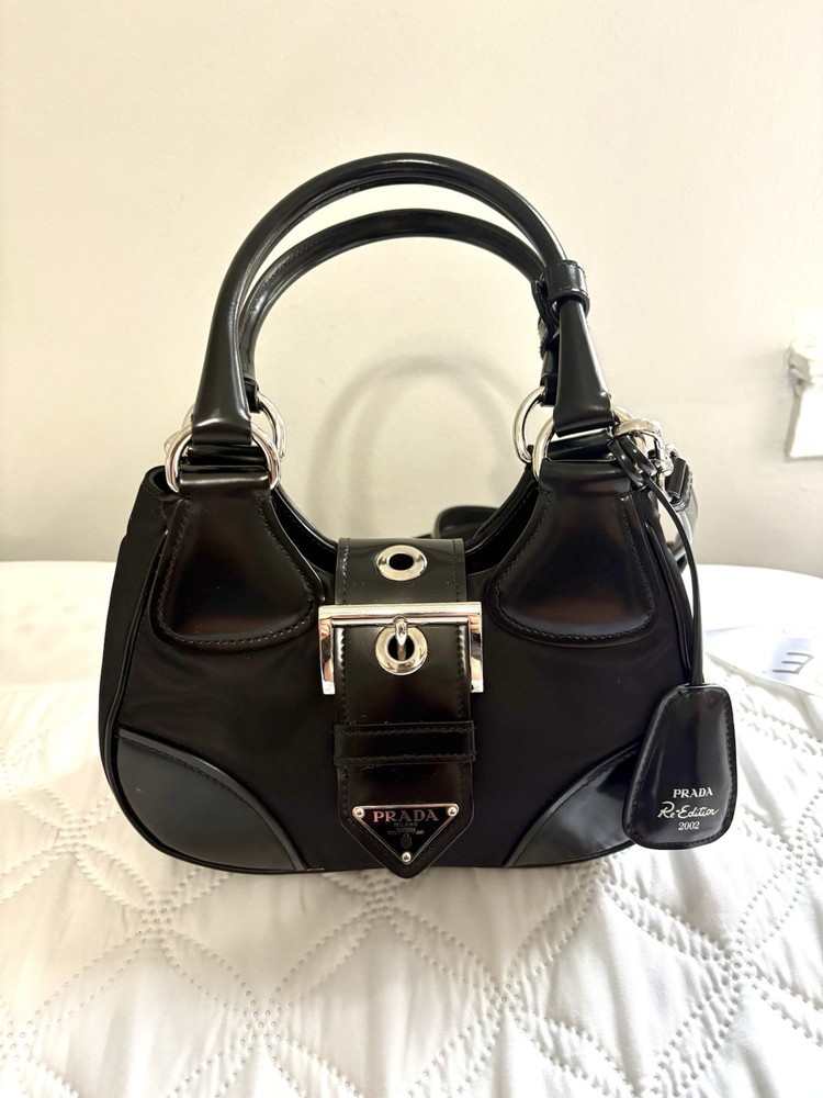 Prada Black Re-Nylon Crossbody Bag with Logo