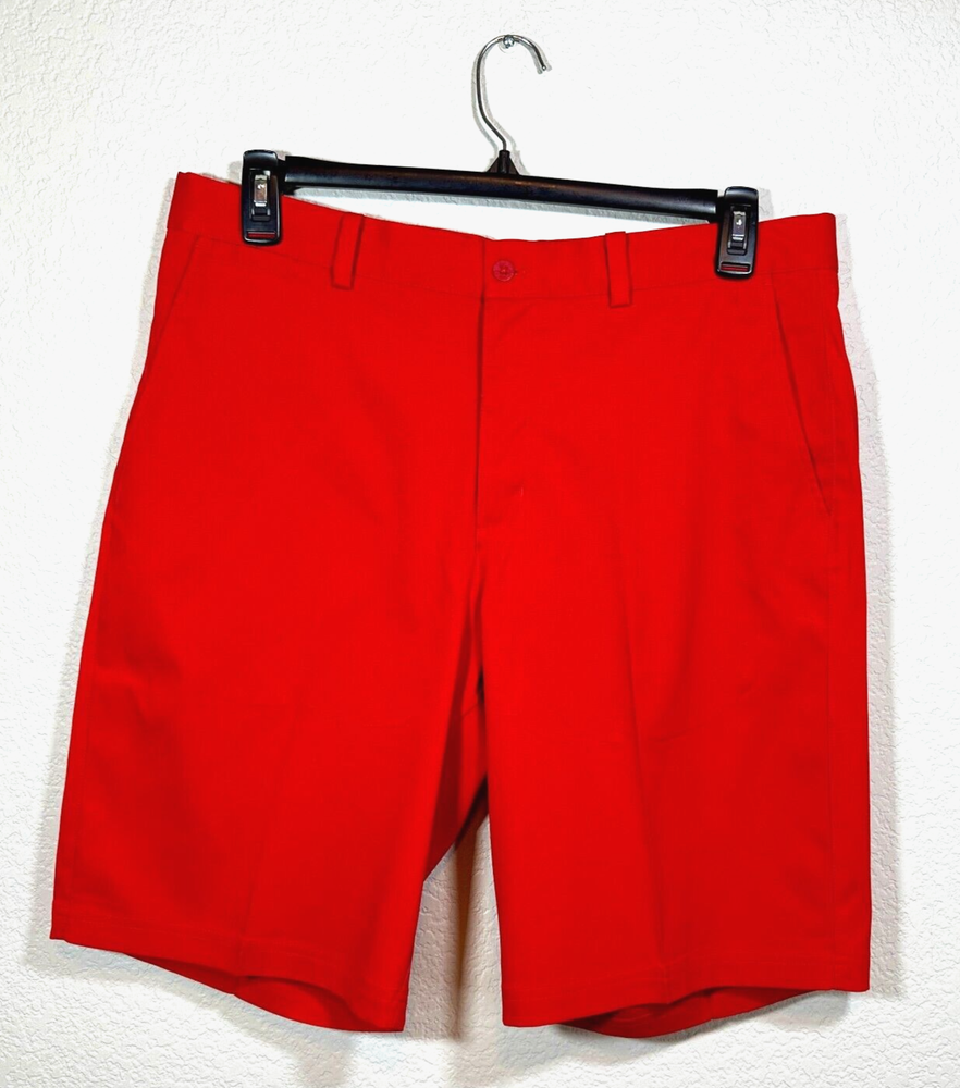 Nike Golf Shorts {Mens 35} Dri Fit Flat Front Red Standard Fit Polyester Blend