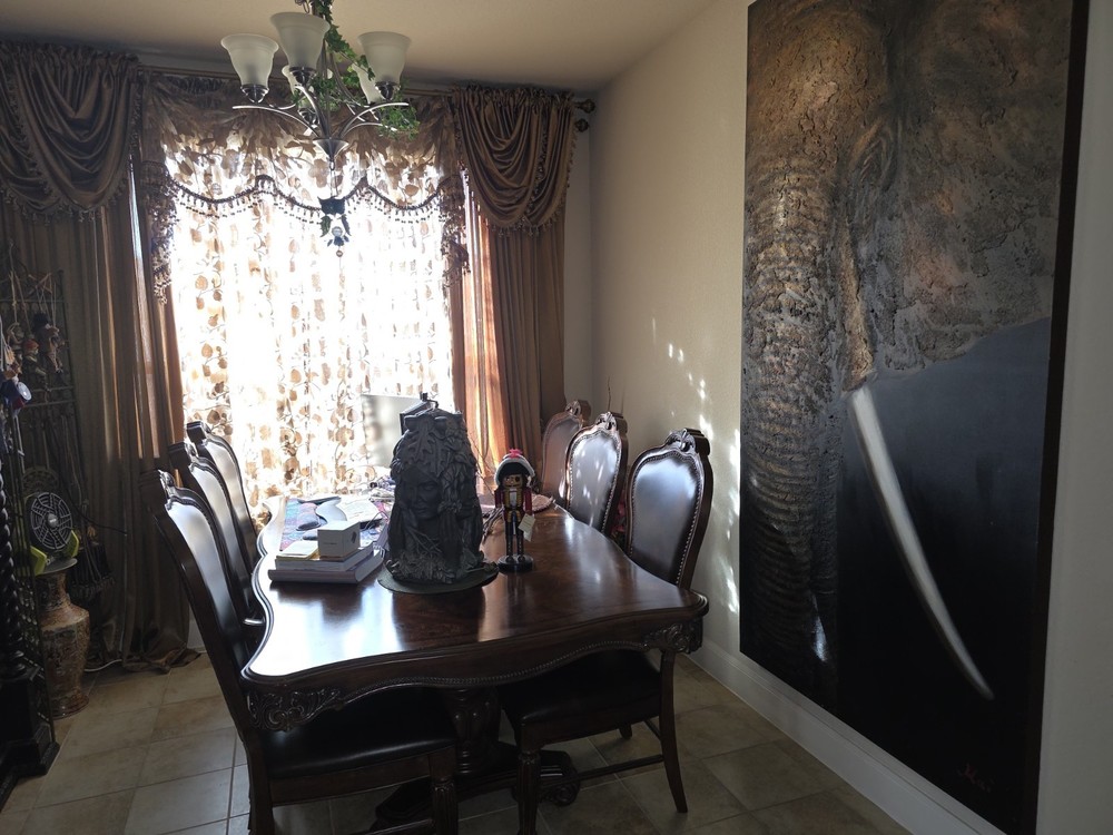 Traditional Rectangular Brown Wood Dining Table Set with 6 Leather Chairs