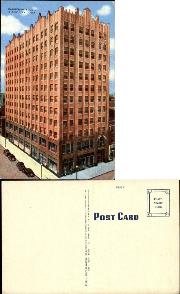 Badgerow Building Sioux City Iowa IA linen 1940s