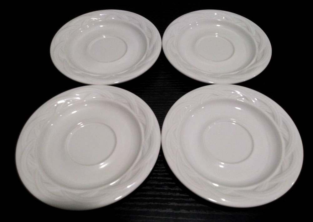 Pfaltzgraff Acadia White 6 Inch Saucer Plates Set of 4 Dinnerware-image