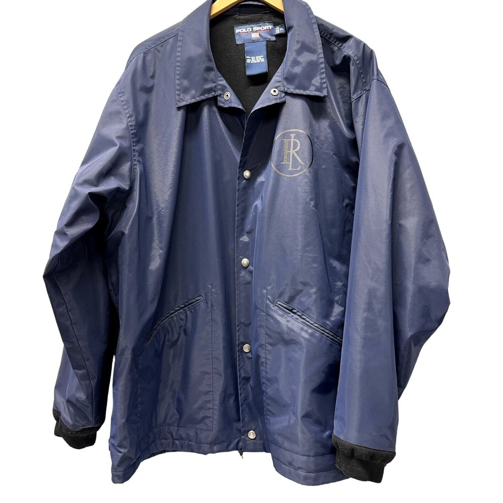 Polo Sport Ralph Lauren Jacket Mens XL Vintage Snap Up Rain Windbreaker Blue