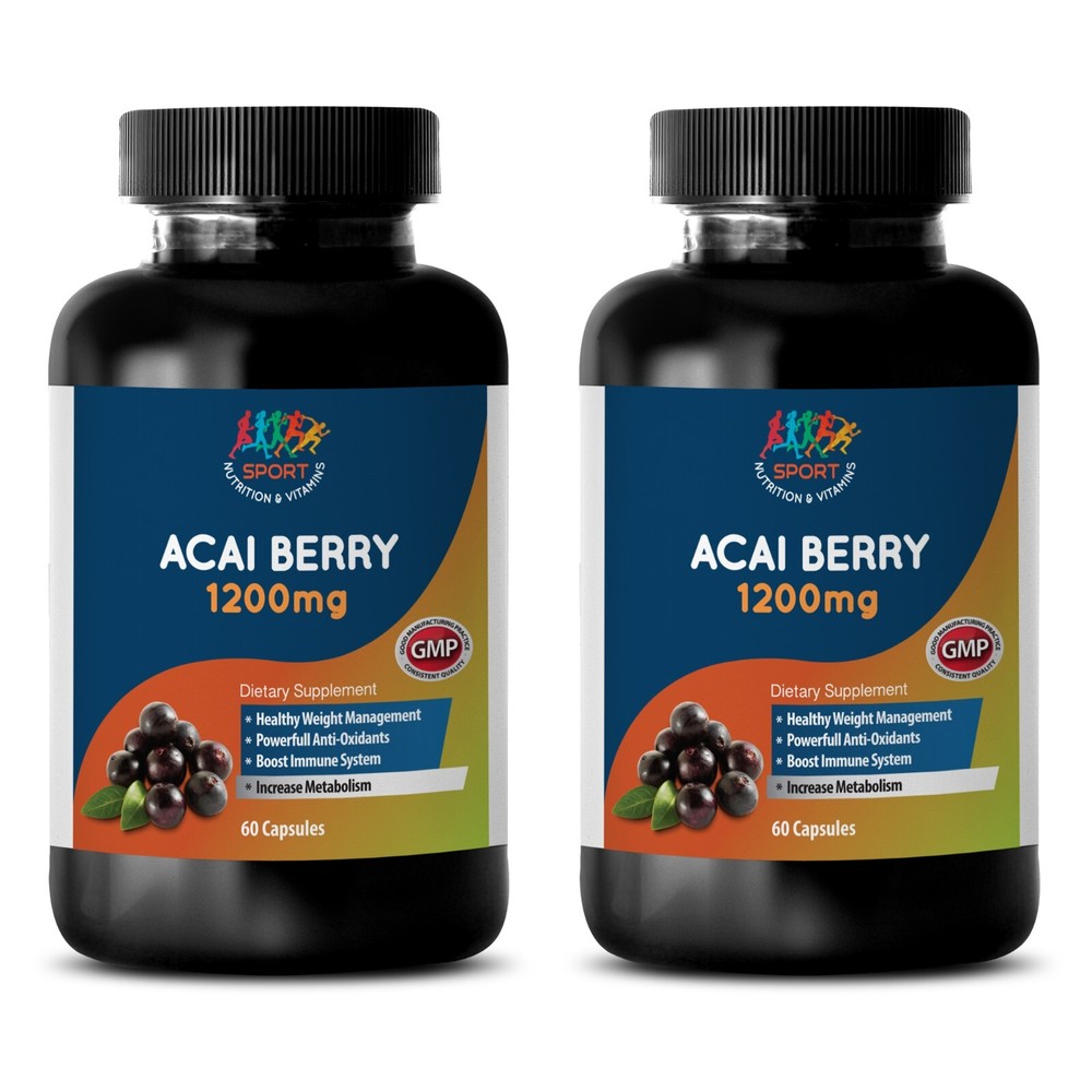 Acai Berry Energy-Boosting Superfood - Active Routine Support - 2 Bottles 120 Capsules