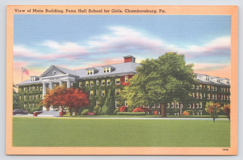 Chambersburg Pennsylvania~Penn Hall School for Girls~Main Bldg~Linen Postcard